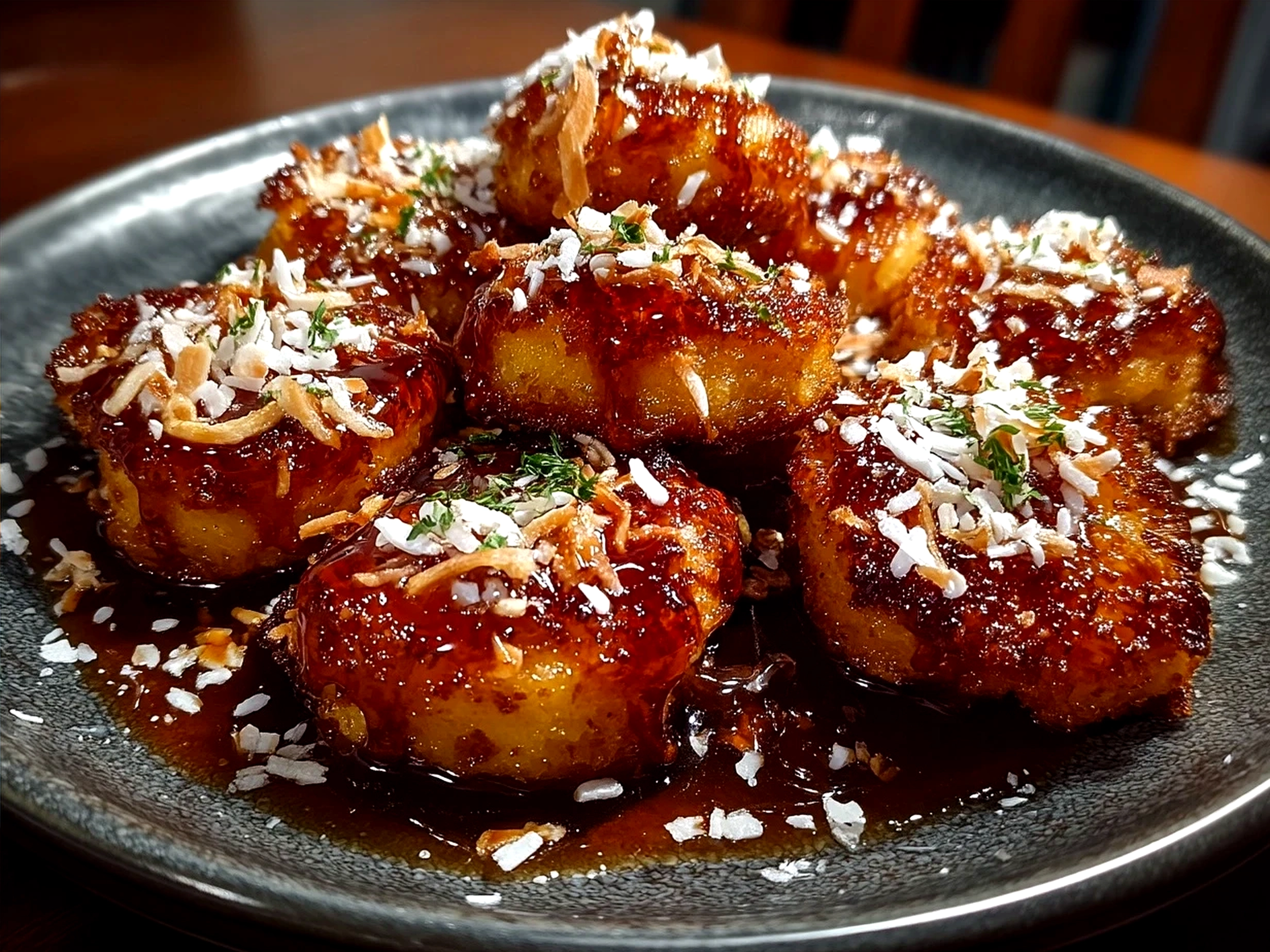 Delicious serving of Caramelized Apple Samoas arranged on a plate ready to serve