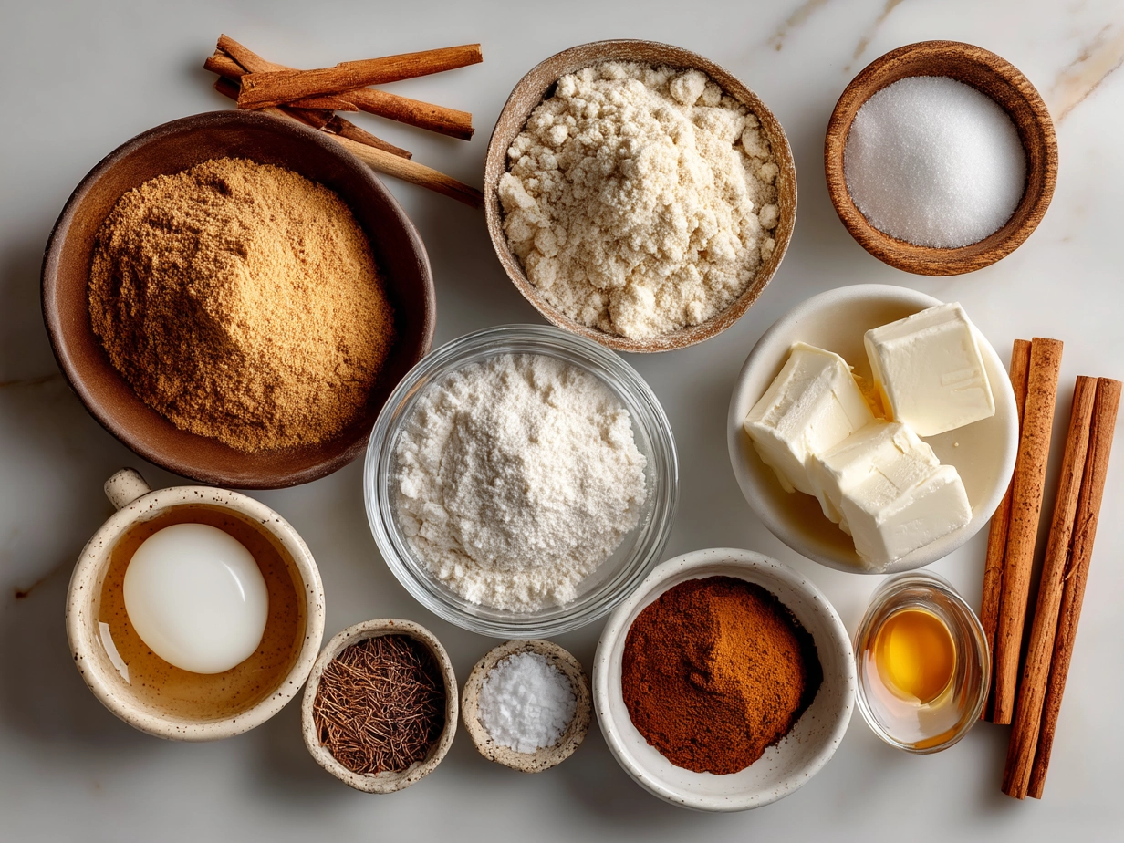 Ingredients for Cinnamon-Swirled Cookies laid out on a kitchen counter
