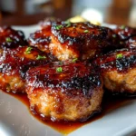 Close-up of homemade BBQ sausage bites on white plate
