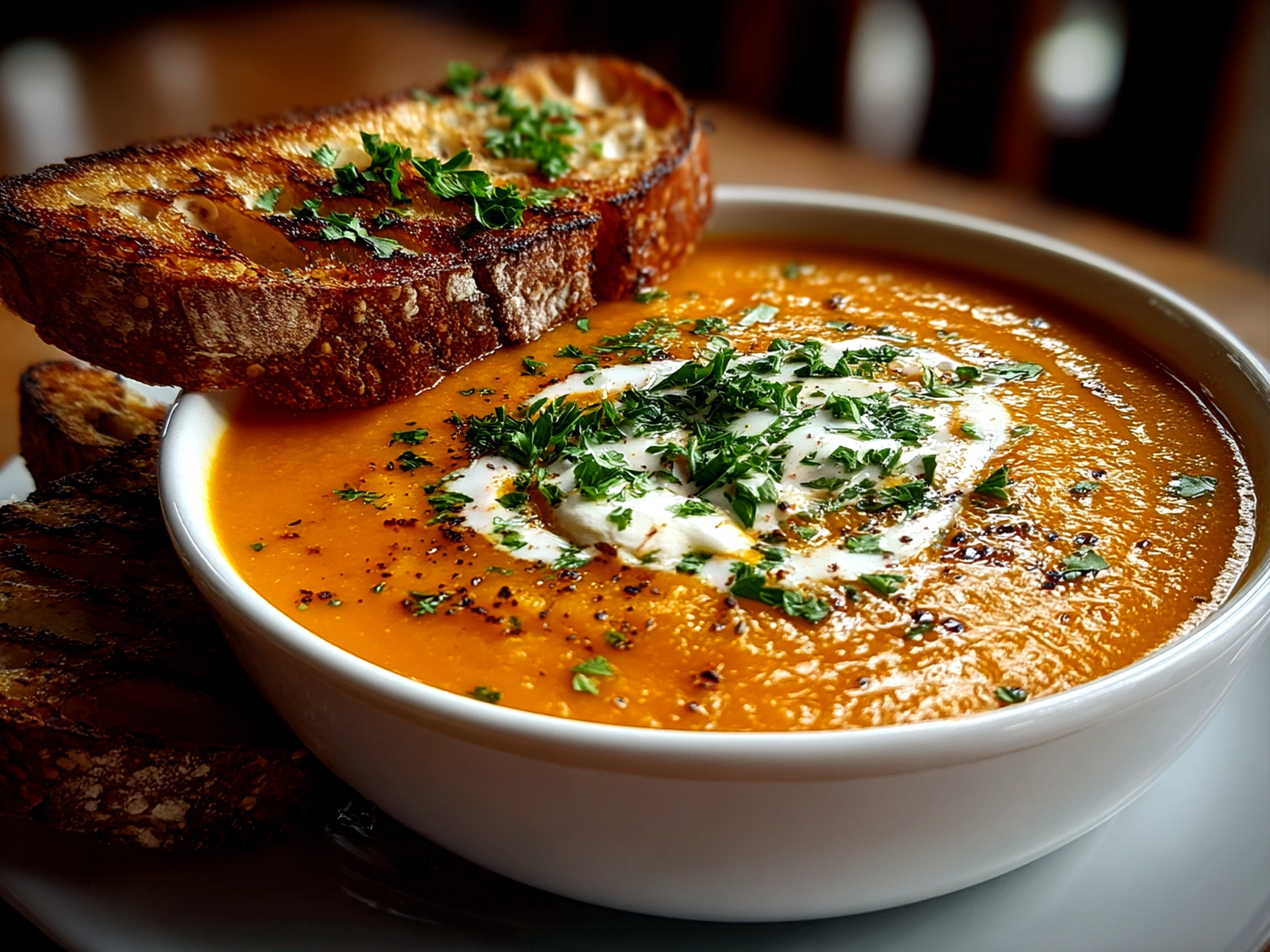 Comforting freshly prepared carrot and celery soup
