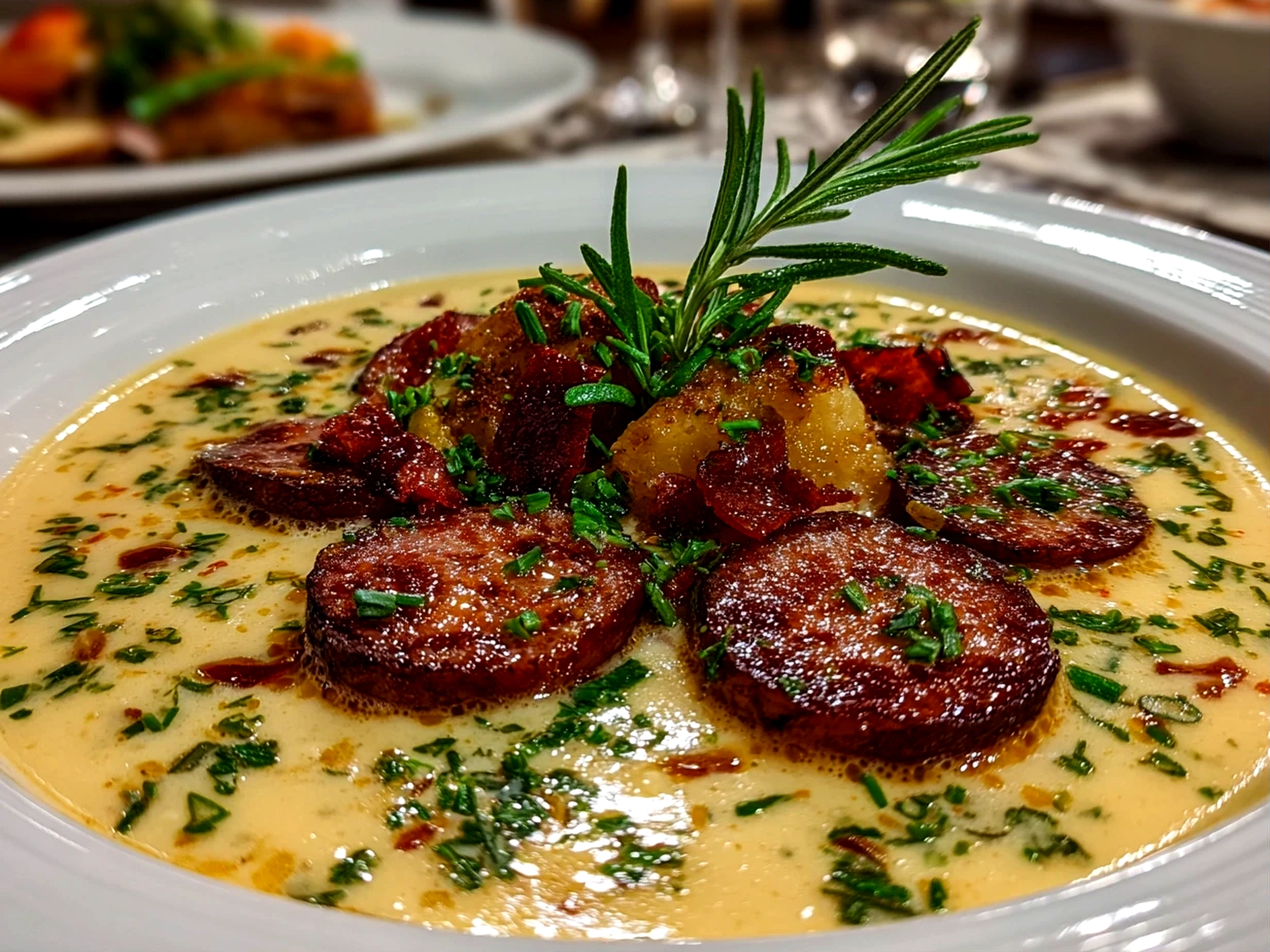 Comforting homemade Creamy Cajun Potato Soup with Andouille Sausage
