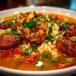 Comforting homemade spicy jambalaya soup