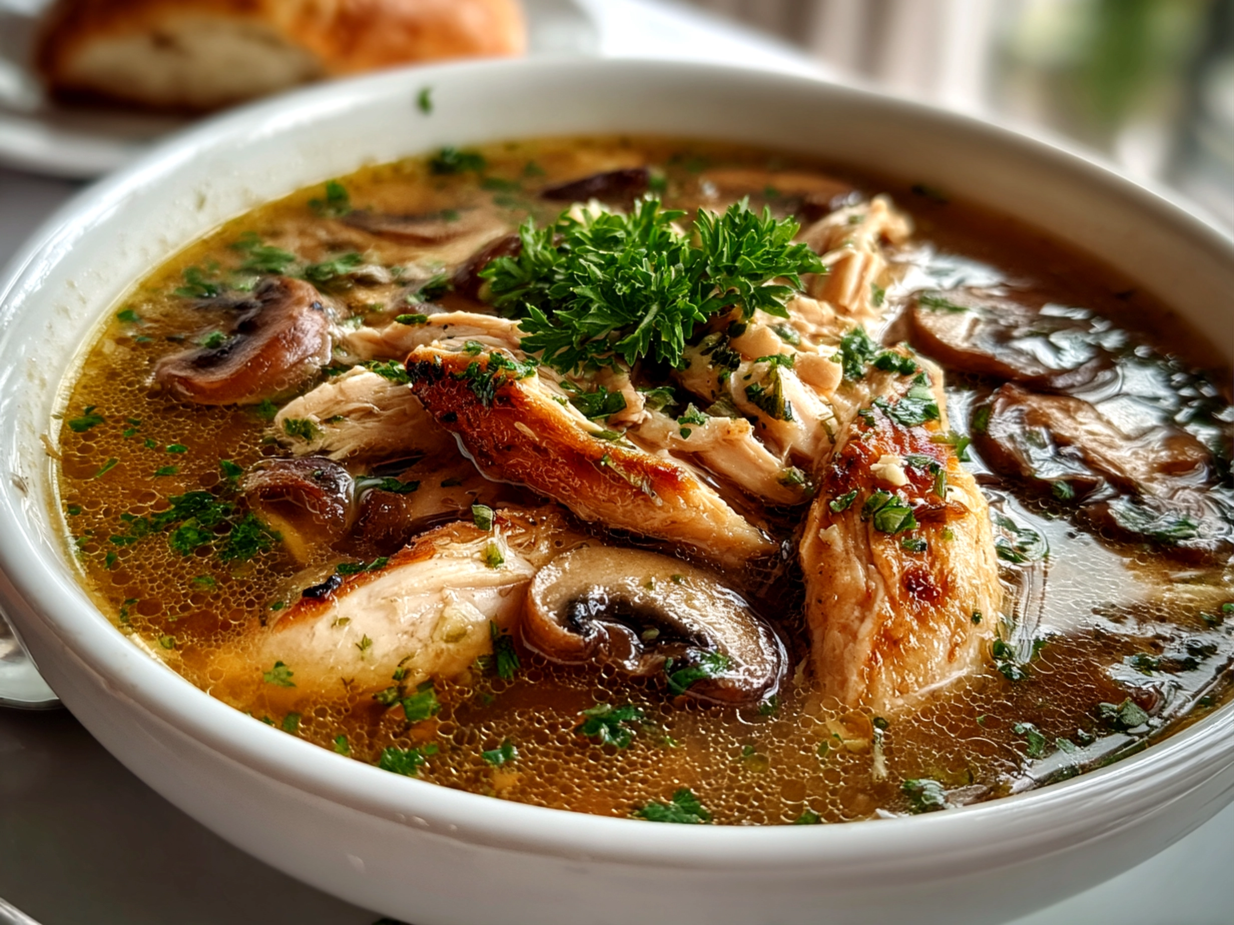 Comforting Rotisserie Chicken and Mushroom Soup