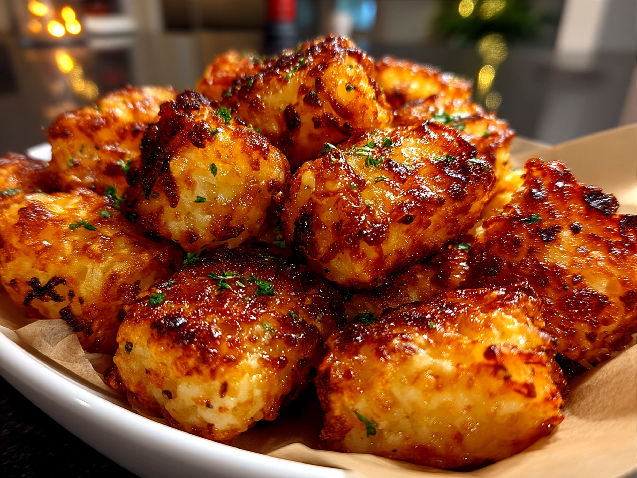 Golden crispy tater tots served as a nutritious family side dish