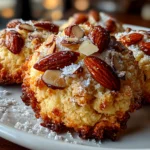Freshly baked Triple Almond Cookies on white plate