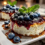 Freshly prepared baked blueberry cottage cheese bowls on minimal tabletop