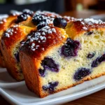 Freshly prepared Blueberry Lemon Sourdough Babka loaf