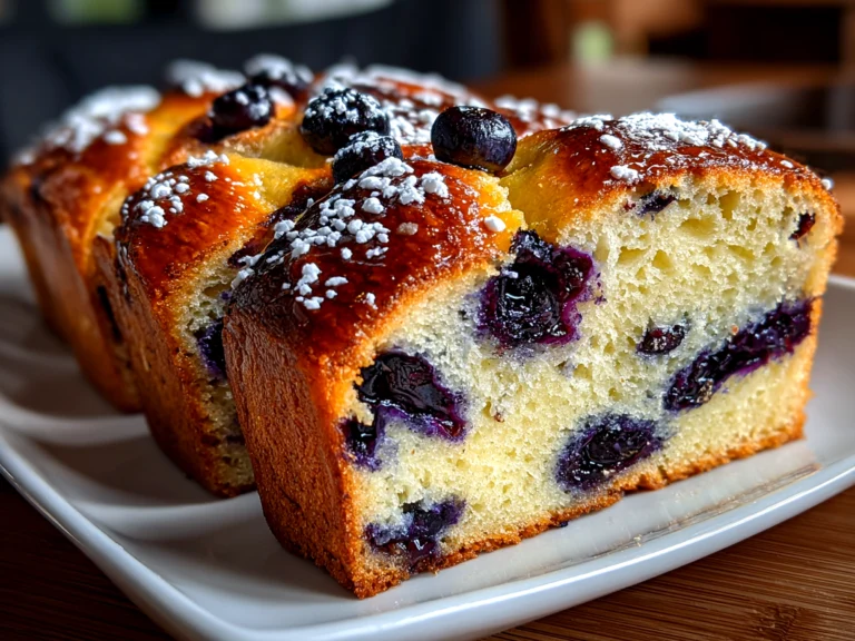 Freshly prepared Blueberry Lemon Sourdough Babka loaf