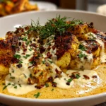 Freshly prepared Cajun Cream Sauce on white plate