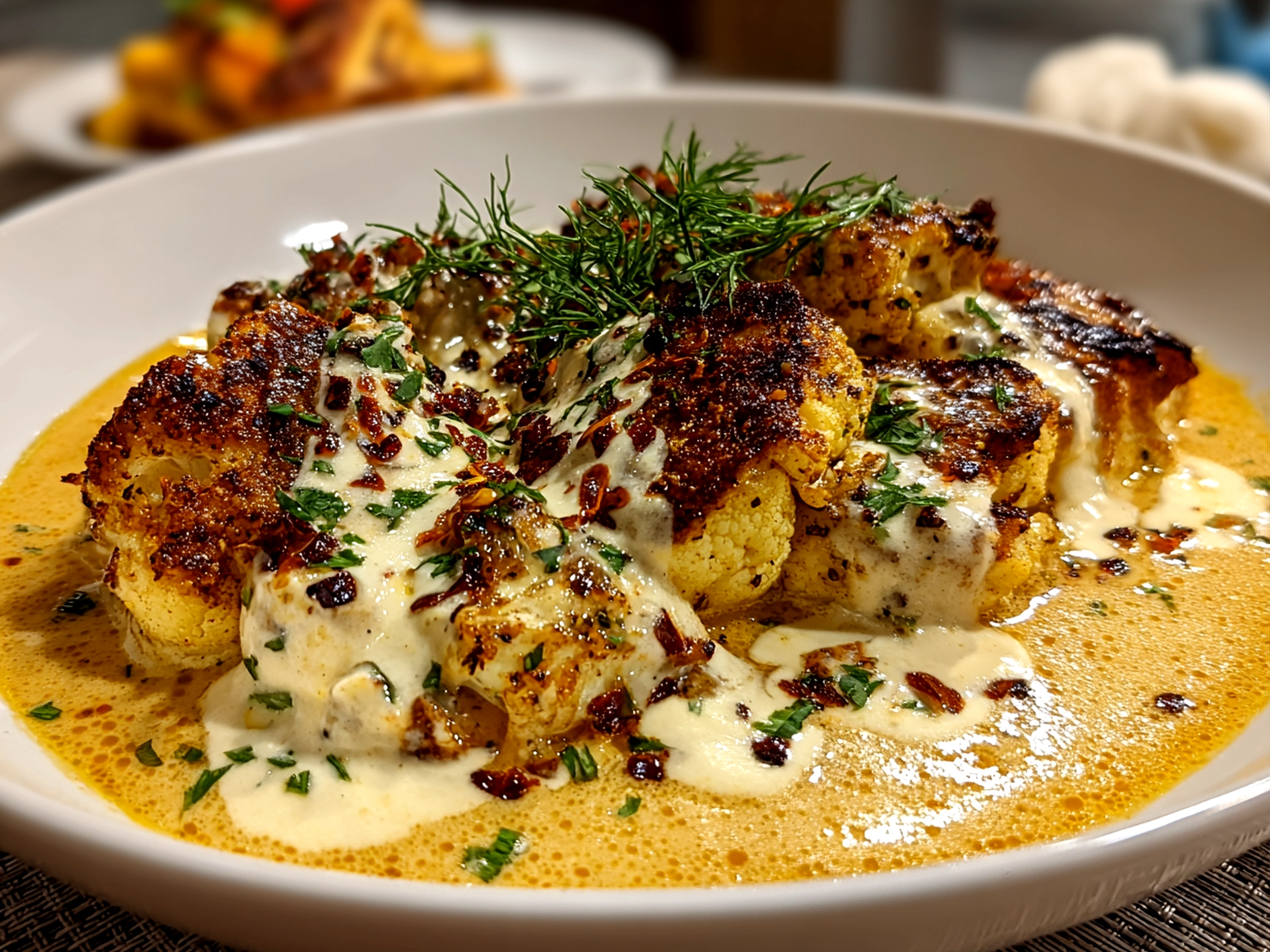 Freshly prepared Cajun Cream Sauce on white plate