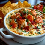 Freshly prepared Crab Shrimp Queso close-up