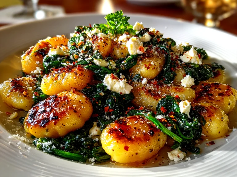 Freshly Prepared Gnocchi with Spinach and Feta