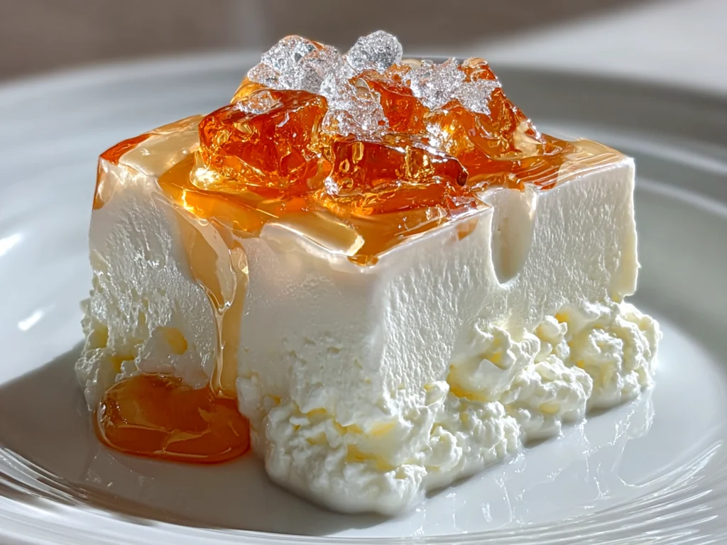 Freshly prepared Greek Yogurt Jello Fluff on white plate