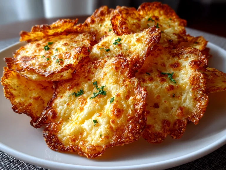 Freshly prepared keto cottage cheese chips on a modern kitchen counter