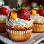 Freshly prepared Mango Strawberry Cupcakes