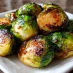Freshly prepared Maple Balsamic Roasted Brussels Sprouts