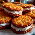 Freshly prepared Ritz Crackers Party Sandwiches on white plate