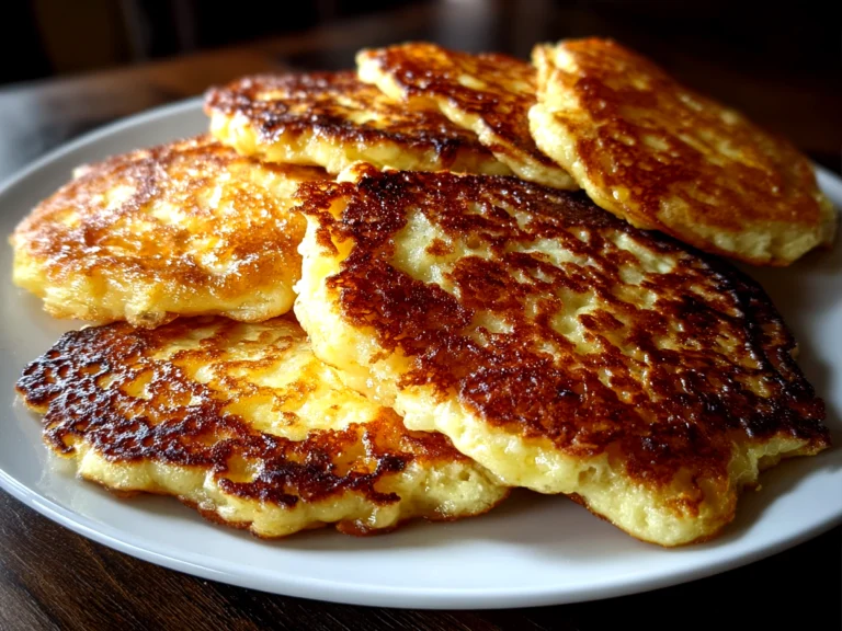 Freshly prepared sourdough discard pancakes on a white plate