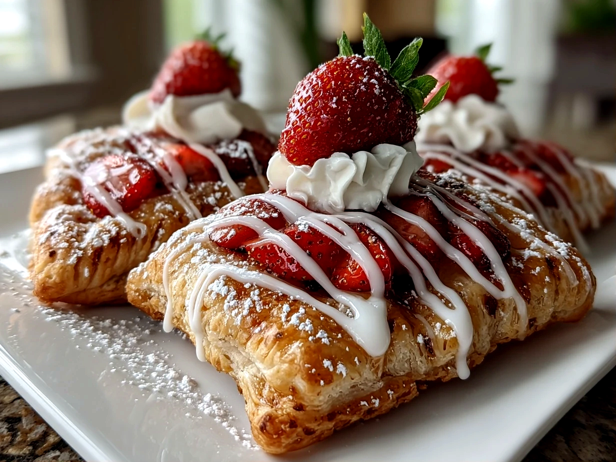 Freshly prepared strawberry pop tart cookies on white plate