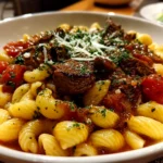 Home cook, taken with iPhone 14. Close-up slight angle of comforting Slow Cooker Goulash on white plate. Hearty comforting --ar 4:3 --style raw --s 250