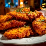 home cook, taken with iPhone 15 Pro. Close-up slight angle of freshly prepared chicken tenders on white plate. rich inviting --ar 4:3 --style raw --s 260