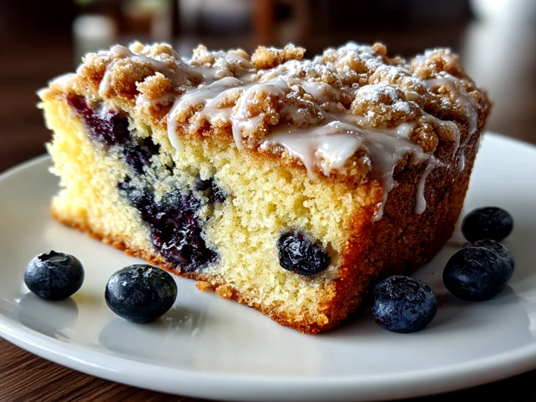 homemade Blueberry Coffee Cake with crumb topping