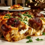 Homemade comforting Dump-and-Bake Meatball Casserole