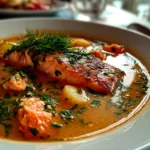 Homemade Finnish Salmon Soup Close-up