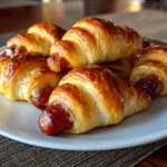 Homemade Little Smokies in Crescent Rolls on White Plate