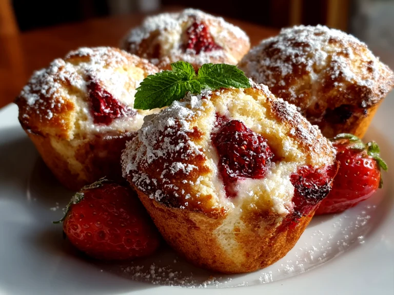 Homemade Strawberry Ricotta Muffins Close-up