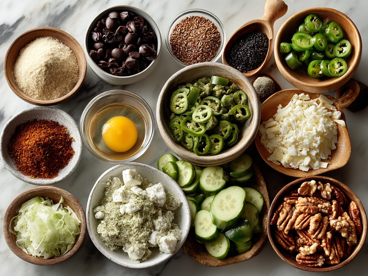 Ingredients for Jalapeno Poppers Nourish Bowl including jalapenos, quinoa, black beans, cheese, sweet potatoes, and herbs