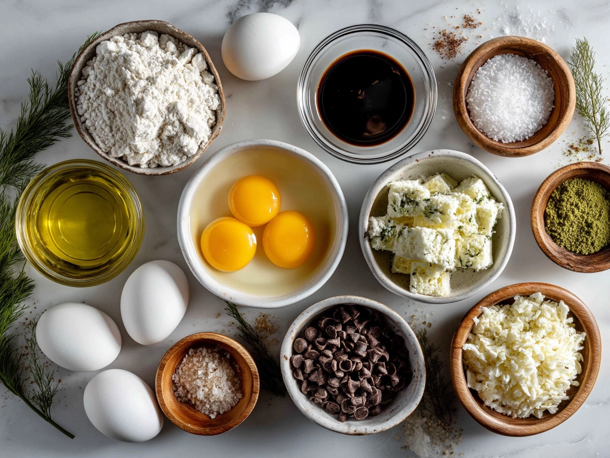 Ingredients for making Latke Eggs Benedict laid out on kitchen counter