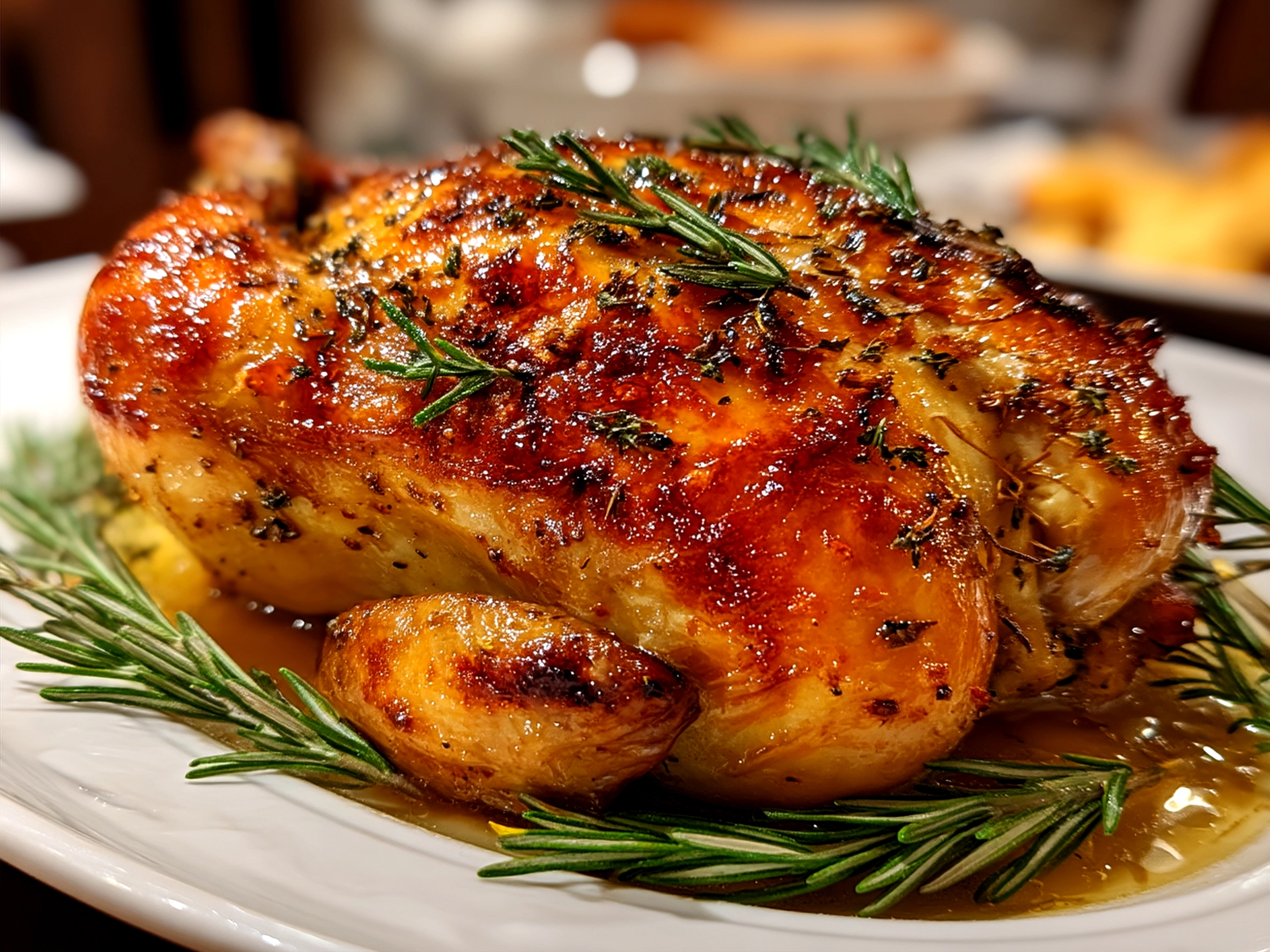 Served Orange Rosemary Roasted Chicken with roasted vegetables