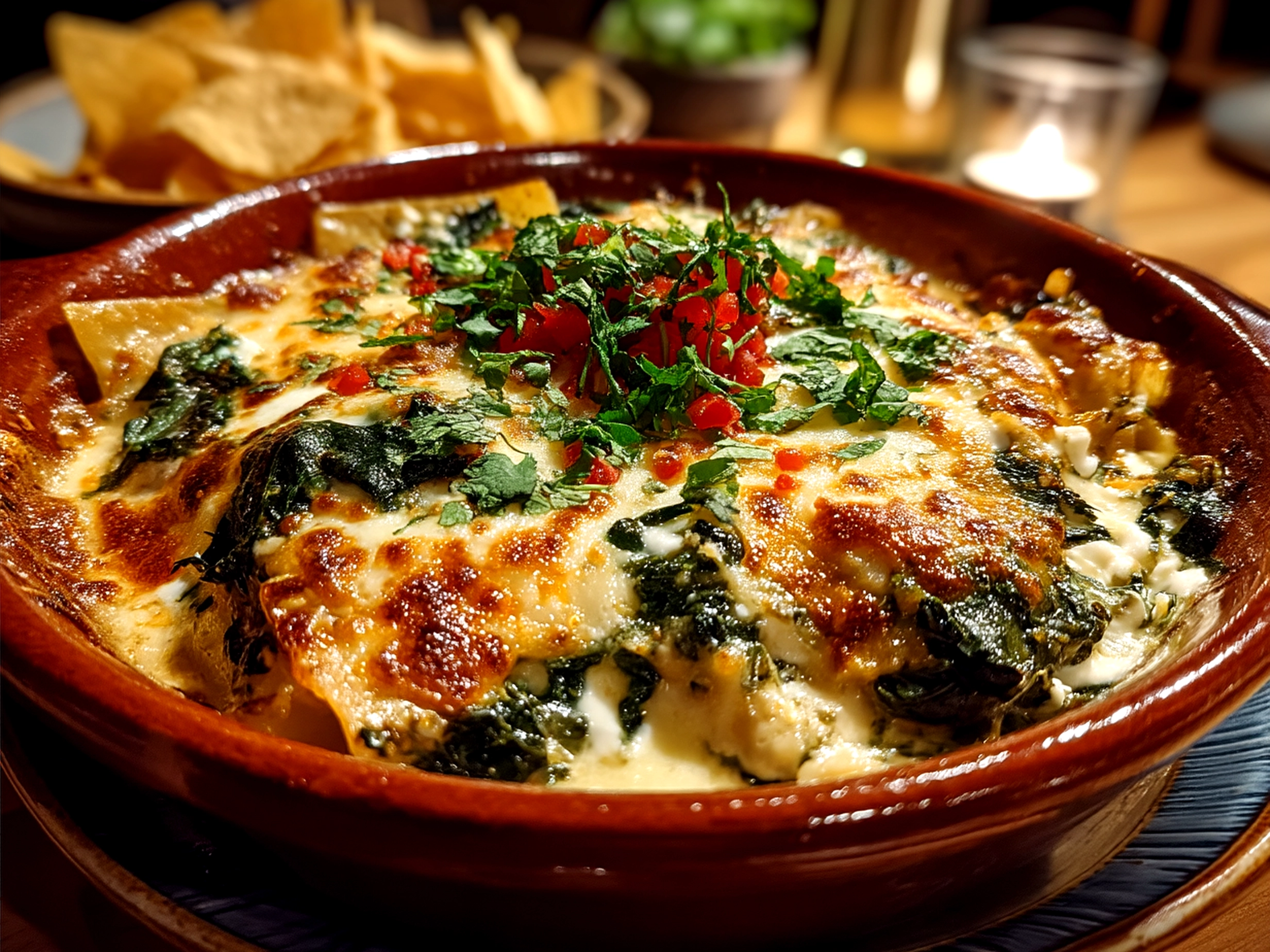 Served Rajas con Crema with tortillas and garnish