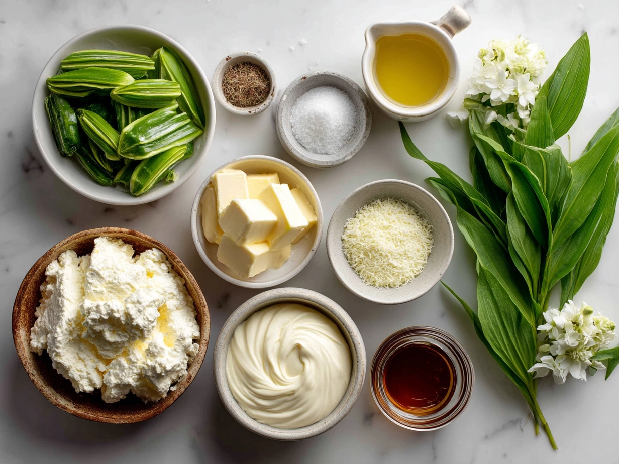 Ingredients for Rajas con Crema including poblano peppers, crema, onion, garlic, spices and cheese