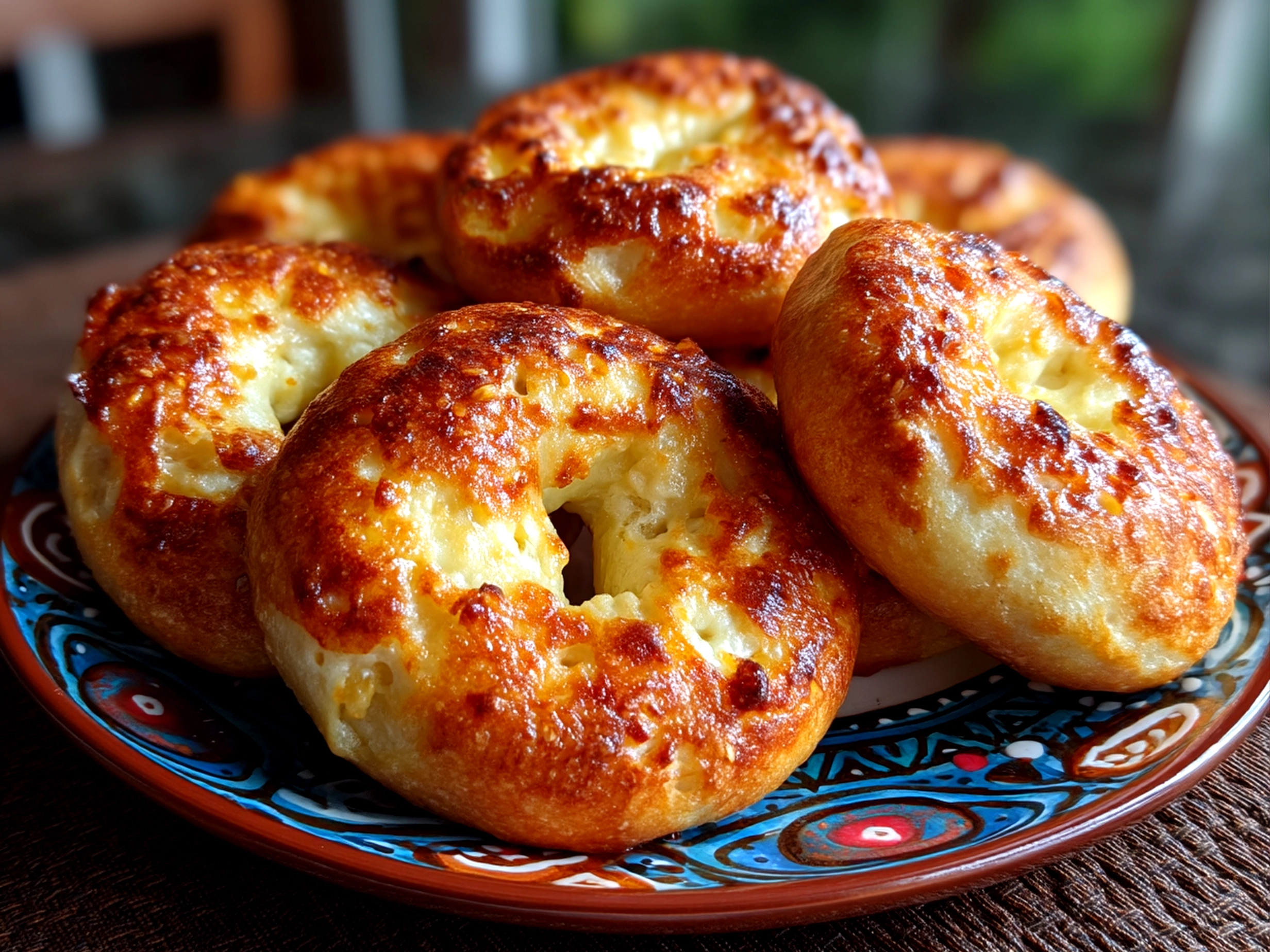 Close-up of finished gluten-free Greek yogurt bagels