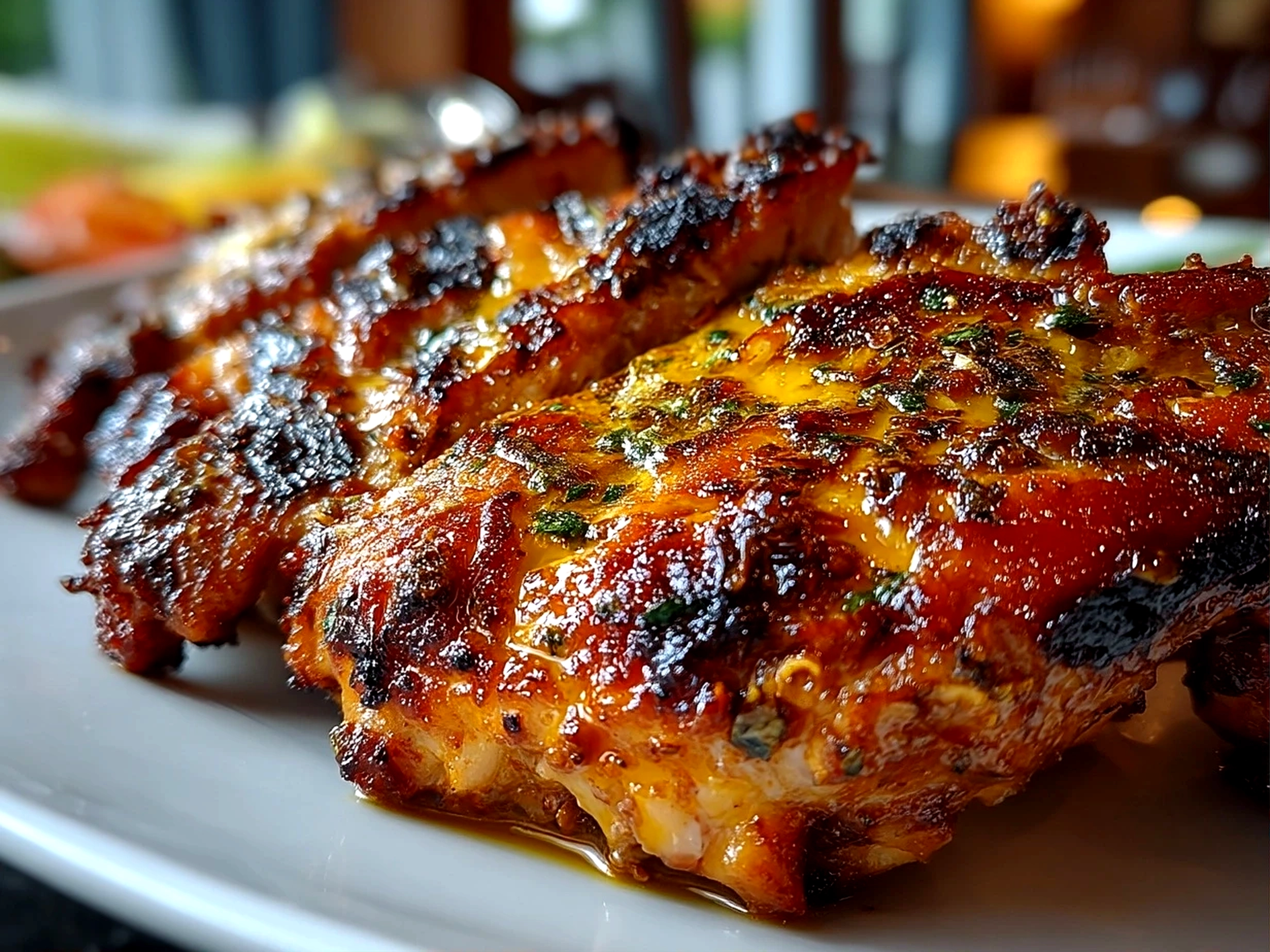 Close-up of finished Pollo Asado served with sides, showcasing golden crispy skin and juicy texture