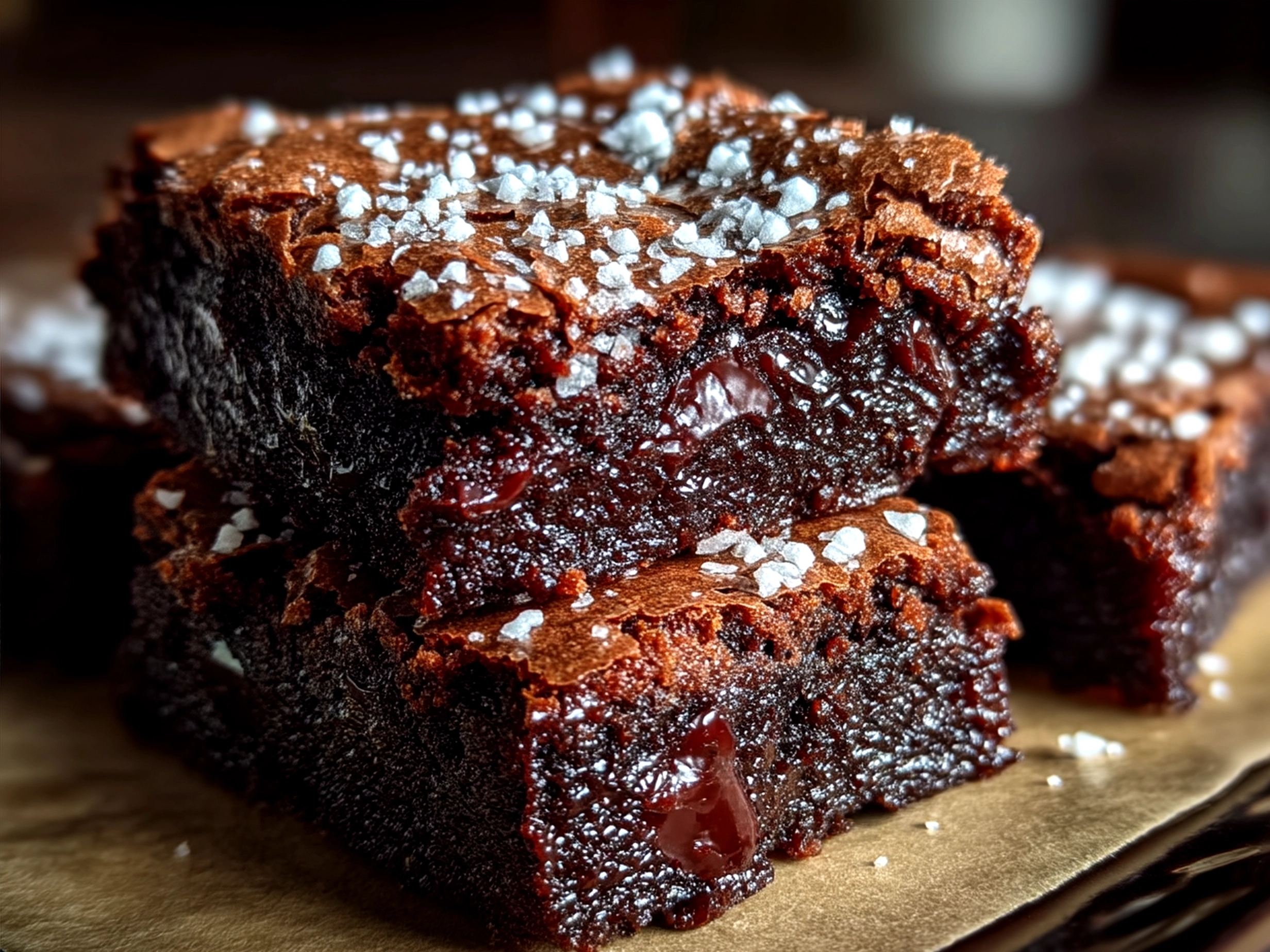 Served Sourdough Discard Brownies on a plate ready to eat