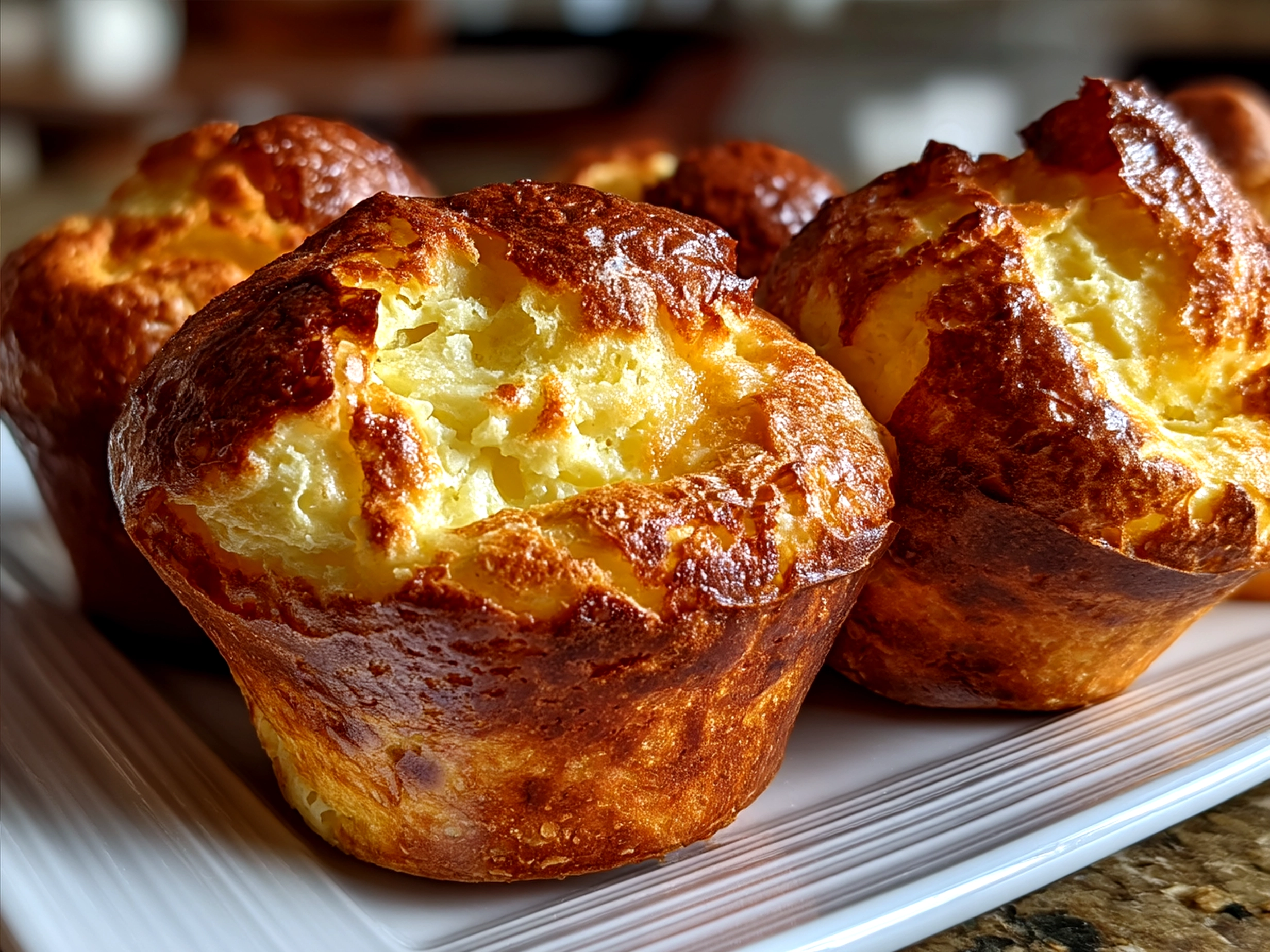 Freshly baked sourdough popovers served with breakfast