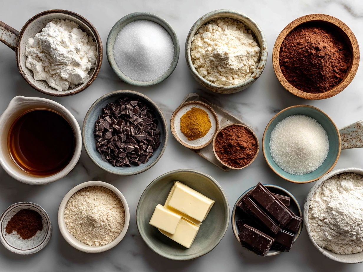 Ingredients for making Chocolate Gnome Cheesecakes laid out on a table
