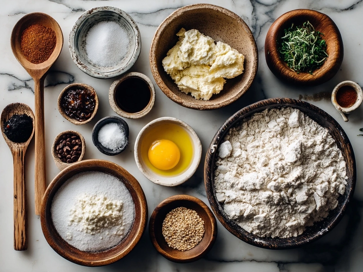 Raw ingredients for gluten-free Greek yogurt bagels on a table