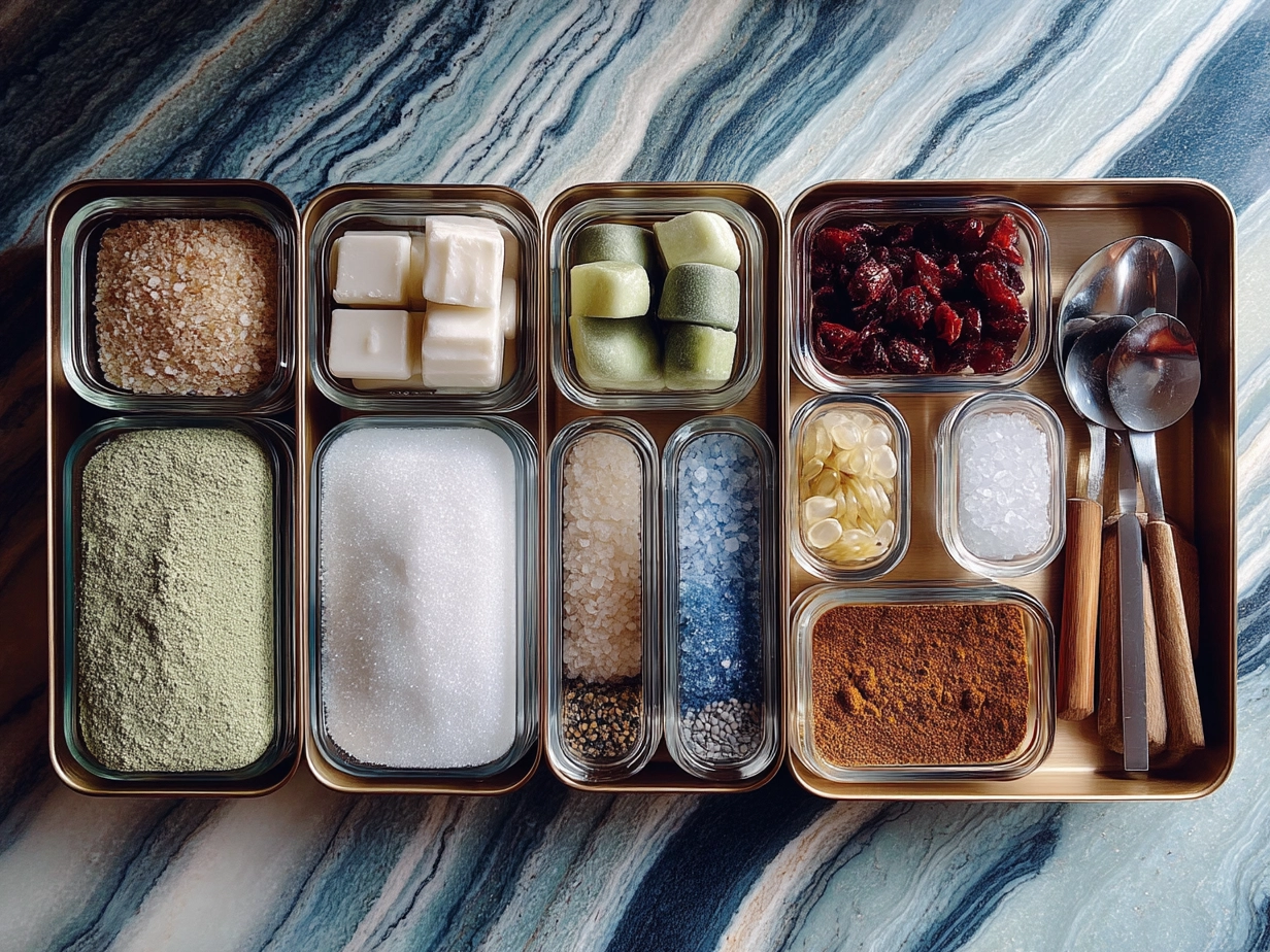 Top-down view of raw ingredients for homemade candy apples